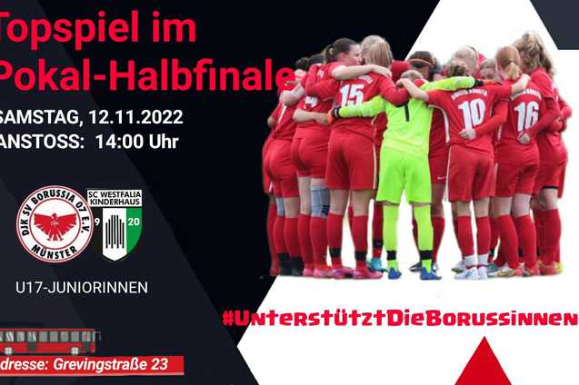 Bild zeigt eine Gruppe von Fu&szlig;ballspielerinnen in roten Trikots, die sich zum Team-Huddle versammelt haben.