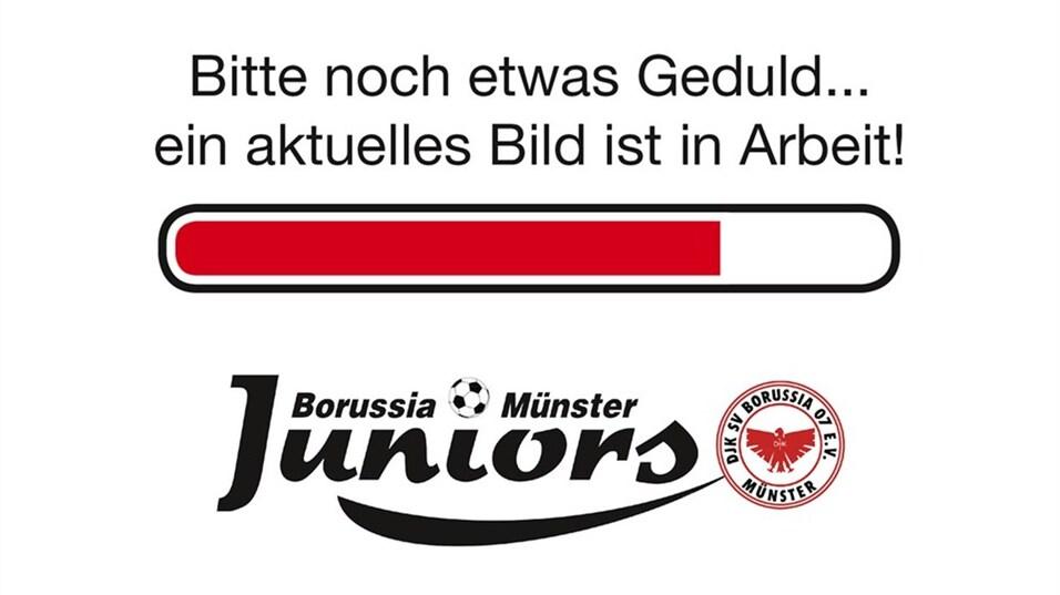 Ladebalken mit der Aufschrift &bdquo;Bitte noch etwas Geduld... ein aktuelles Bild ist in Arbeit!&ldquo; und Logo von Borussia M&uuml;nster Juniors.