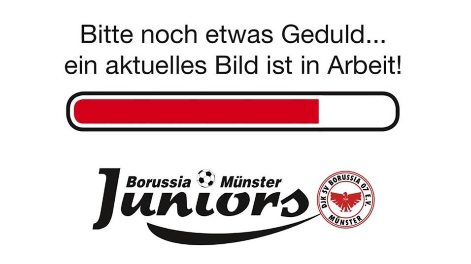 Ladebalken mit der Aufschrift &bdquo;Bitte noch etwas Geduld... ein aktuelles Bild ist in Arbeit!&ldquo; und Logo von Borussia M&uuml;nster Juniors.