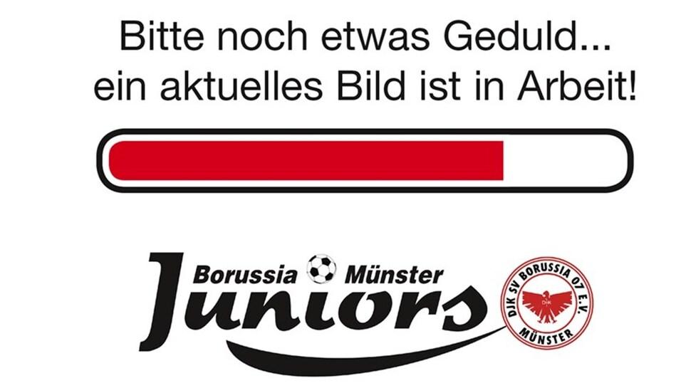 Ladebalken mit der Aufschrift &bdquo;Bitte noch etwas Geduld... ein aktuelles Bild ist in Arbeit!&ldquo; und Logo von Borussia M&uuml;nster Juniors.