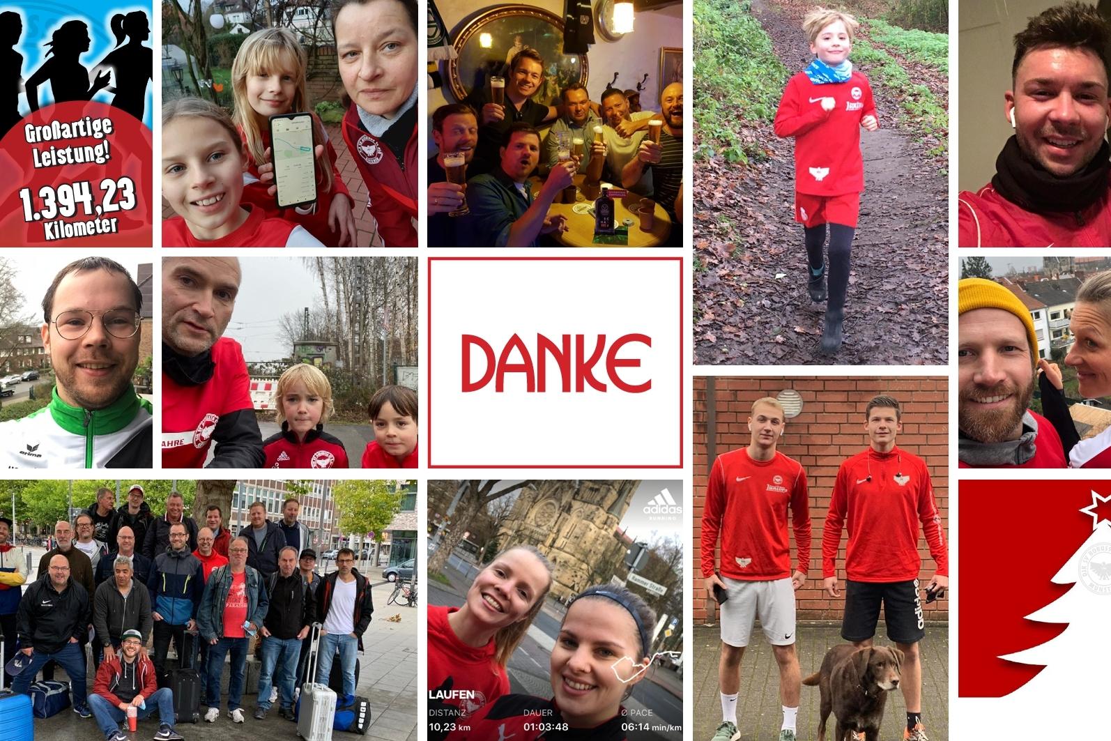 Collage aus Gruppen- und Portr&auml;tfotos von Sportlern, die den Schriftzug &bdquo;DANKE&ldquo; in der Mitte zeigt.