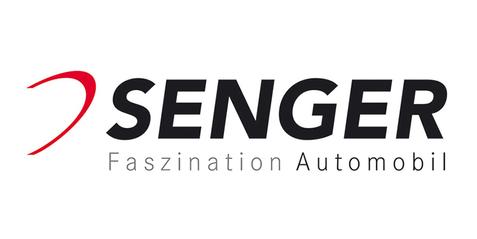 Logo von Senger mit Schriftzug &bdquo;Faszination Automobil&ldquo; in Schwarz und Rot auf wei&szlig;em Hintergrund.