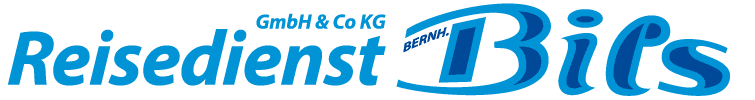 Logo des Unternehmens Reisdienst Bils GmbH & Co KG in blauer Schrift auf wei&szlig;em Hintergrund.