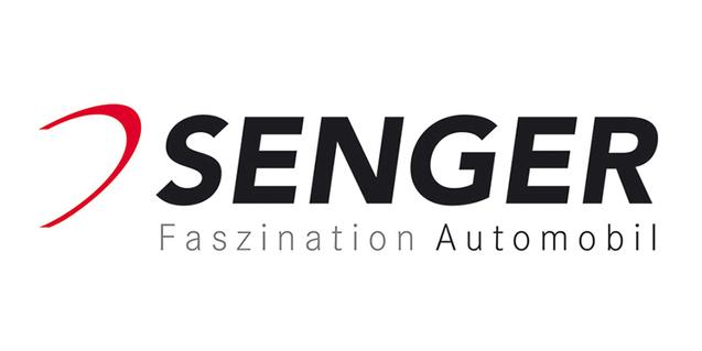 Logo von Senger mit Schriftzug &bdquo;Faszination Automobil&ldquo; in Schwarz und Rot auf wei&szlig;em Hintergrund.