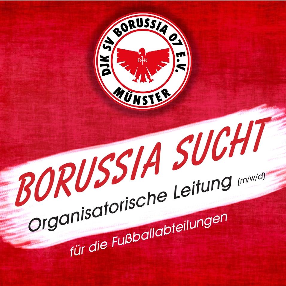 Stellenanzeige für die organisatorische Leitung (m/w/d) der Fußballabteilungen des DJK SV Borussia 07 e.V. Münster.